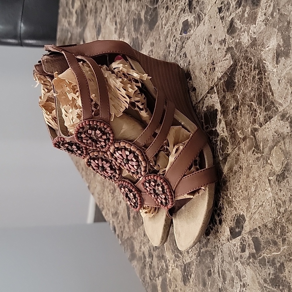 KENNETH Cole Reaction Woman's Leather Wedge Sandal 7M - Picture 4 of 10